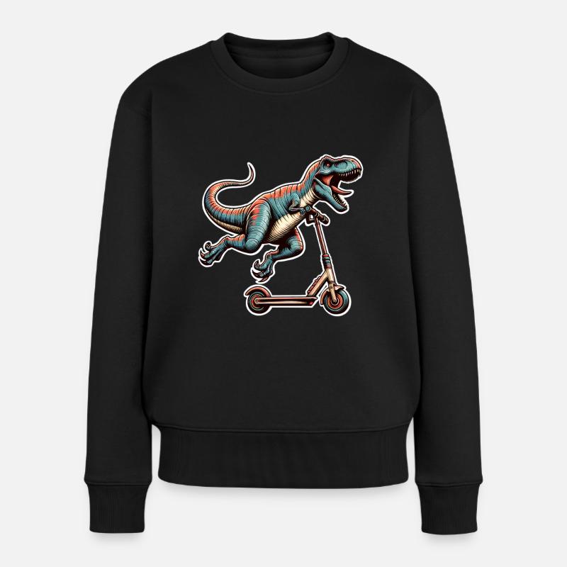 Tretroller E-Scooter E-Roller T Rex Dino Scooter - Frauen Premium Bio Pullover - Schwarz