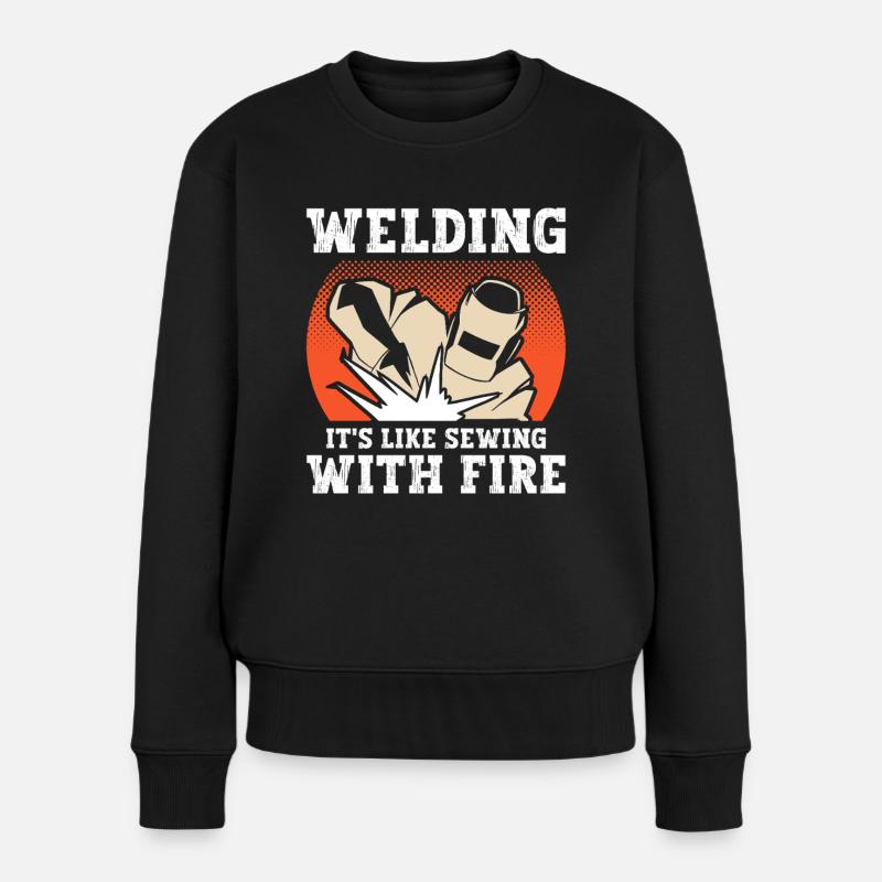 Schweißen With Fire - Frauen Premium Bio Pullover - Schwarz