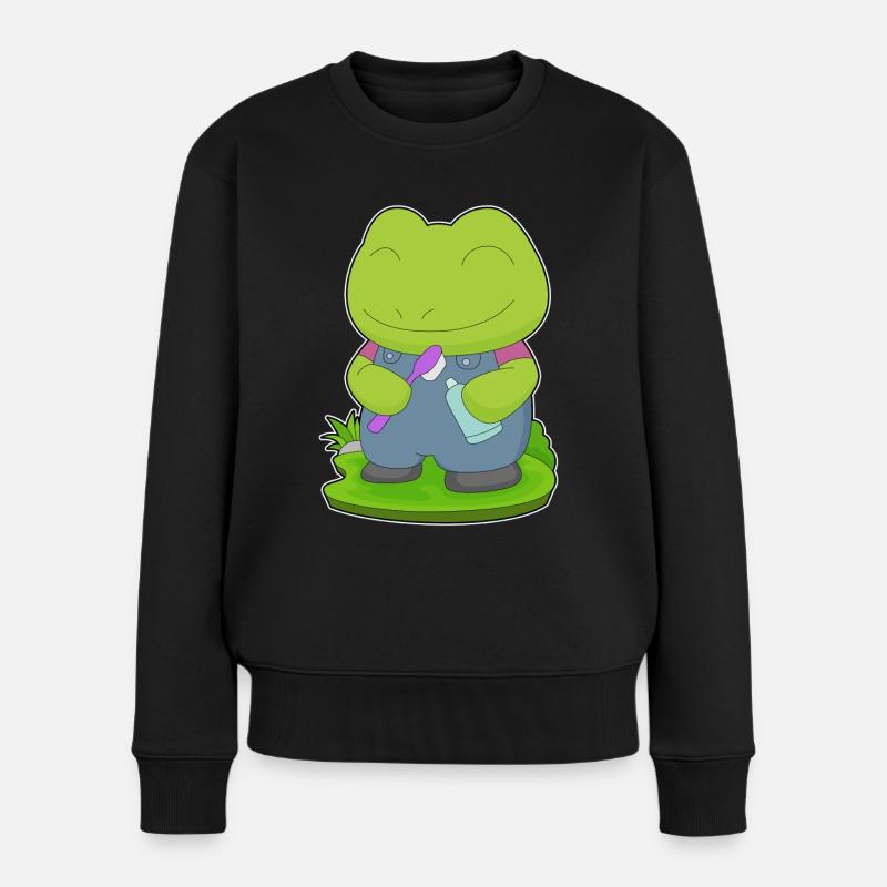 Frog Toothbrush - Women's Premium Organic Jumper - black