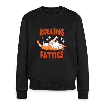 Rolling Fatties Lustige Katzenliebhaber Kätzchen - Frauen Premium Bio Pullover - Schwarz - Vorne - Julia (174cm)