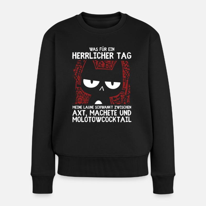 Wortlose Verachtung im Katzenformat schwarz & böse - Frauen Premium Bio Pullover - Schwarz