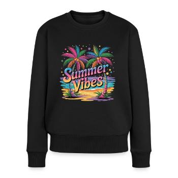 Sommer Vibes Urlaubsshirt - Frauen Premium Bio Pullover - Schwarz - Vorne - Julia (174cm)