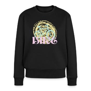 BIKE - BIKERIN - RADLERIN - RADFAHRERIN - RADELN - Frauen Premium Bio Pullover - Schwarz - Vorne - Julia (174cm)