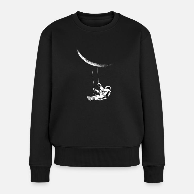 Astronaute swing moon, espace de voyage spatial espace extra-atmosphérique - Pull Premium bio Femme - noir