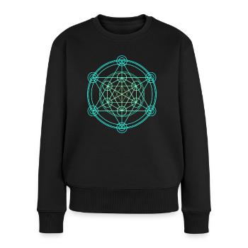 Merkaba Heilige Geometrie - Frauen Premium Bio Pullover - Schwarz - Vorne - Julia (174cm)