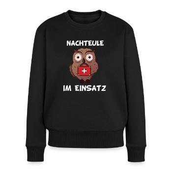 Nachteule, Krankenschwester, Pfleger, MFA Geschenk - Frauen Premium Bio Pullover - Schwarz - Vorne - Julia (174cm)