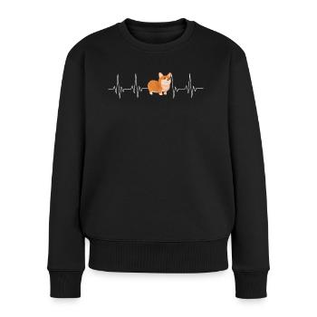 CORGI HERZSCHLAG - Frauen Premium Bio Pullover - Schwarz - Vorne - Julia (174cm)