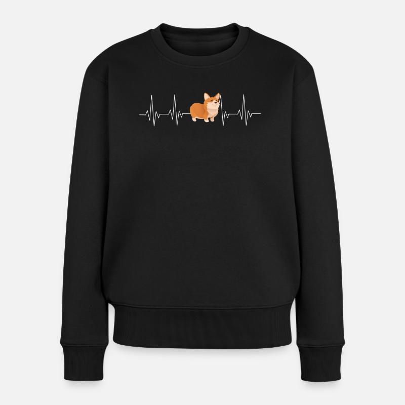 CORGI HERZSCHLAG - Frauen Premium Bio Pullover - Schwarz