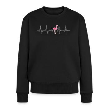 FLAMINGO HEARTBEAT - Women's Premium Organic Jumper - black - Front - Julia (174cm)