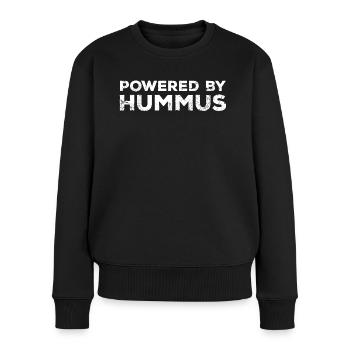 POWERED BY HUMMUS - Frauen Premium Bio Pullover - Schwarz - Vorne - Julia (174cm)