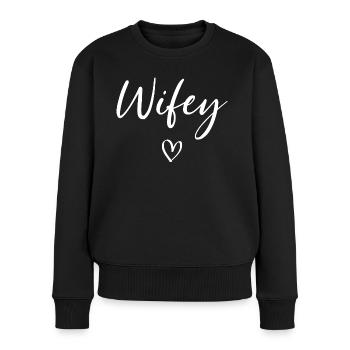 Wifey heart Femme Coeur - Pull Premium bio Femme - noir - Devant - Julia (174cm)