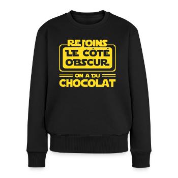 Humour Chocolat - Pull Premium bio Femme - noir - Devant - Julia (174cm)