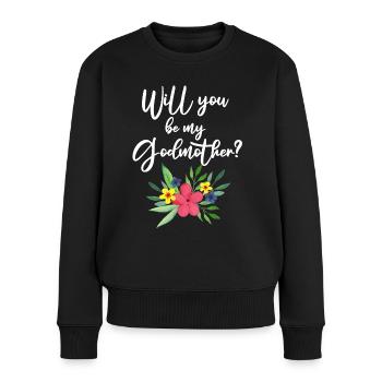Aimeriez-vous être ma marraine Suisse baptême - Pull Premium bio Femme - noir - Devant - Julia (174cm)