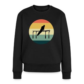 Kunstturnen Parallelbarren Turner Vintage - Frauen Premium Bio Pullover - Schwarz - Vorne - Julia (174cm)