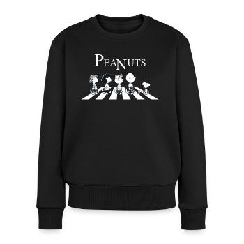 Peanuts Snoopy Charlie Brown Sally Lucy Abbey Road - Frauen Premium Bio Pullover - Schwarz - Vorne - Julia (174cm)