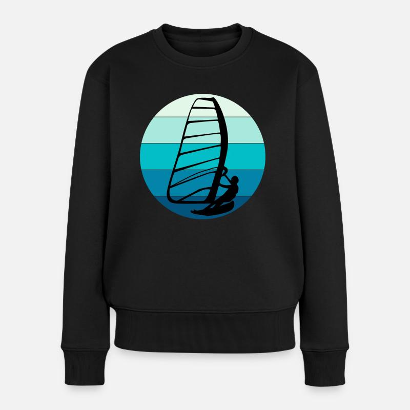 Windsurfen Windsurfen Windsurfer Surfen Wassersport - Frauen Premium Bio Pullover - Schwarz