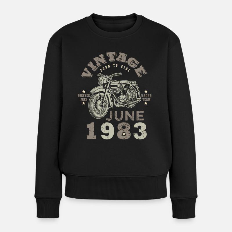 Jahrgang Juni 1983 40 Jahre altes Motorrad - Frauen Premium Bio Pullover - Schwarz