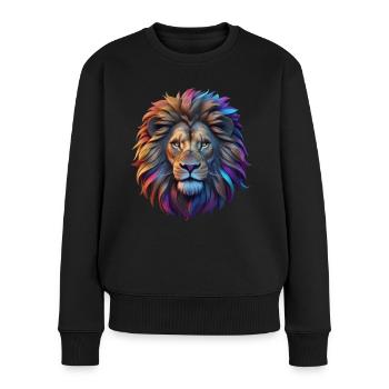 Löwenkopf - Frauen Premium Bio Pullover - Schwarz - Vorne - Julia (174cm)