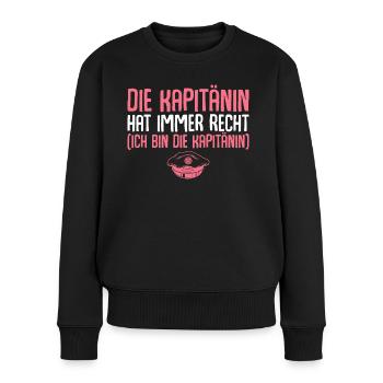 Seglerin Bootsführerschein bestanden Kapitänin - Frauen Premium Bio Pullover - Schwarz - Vorne - Julia (174cm)