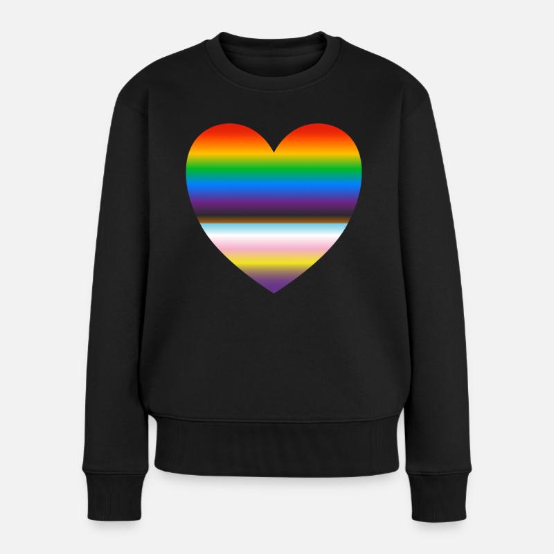 Inklusives Pride-Herz - Frauen Premium Bio Pullover - Schwarz
