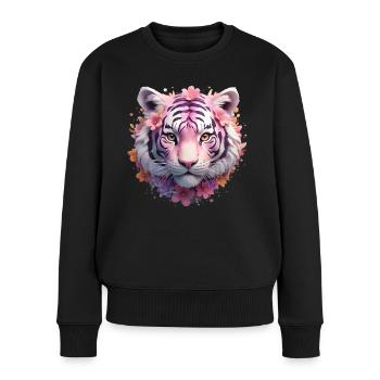 Tiger Kopf - Frauen Premium Bio Pullover - Schwarz - Vorne - Julia (174cm)