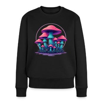 Psychedelische Pilze - Frauen Premium Bio Pullover - Schwarz - Vorne - Julia (174cm)