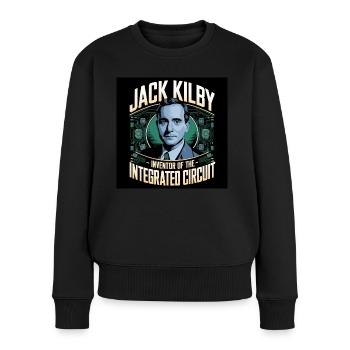 Patrimoine de l’humanité - Jack Kilby - Pull Premium bio Femme - noir - Devant - Julia (174cm)