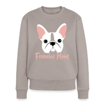 Frenchie Mom - Frauen Premium Bio Pullover - Taupe - Vorne - Julia (174cm)