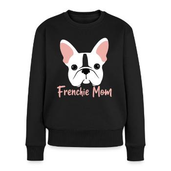 Frenchie Mom - Frauen Premium Bio Pullover - Schwarz - Vorne - Julia (174cm)