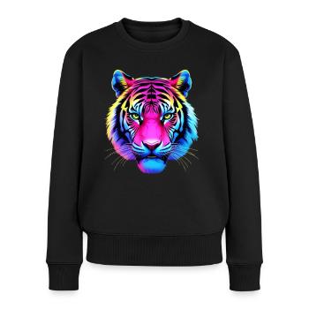 Neon Tiger - Frauen Premium Bio Pullover - Schwarz - Vorne - Julia (174cm)