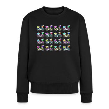BIKE - FAHRRAD - BICYCLE - BICYCLETTE - VELO LOVE - Frauen Premium Bio Pullover - Schwarz - Vorne - Julia (174cm)