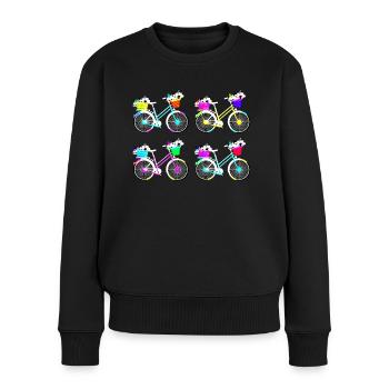 BIKE - FAHRRAD - BICYCLE - BICYCLETTE - VELO LOVE - Frauen Premium Bio Pullover - Schwarz - Vorne - Julia (174cm)
