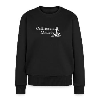 Ostfriesland Mädel Küste Anker Vintage Geschenk - Frauen Premium Bio Pullover - Schwarz - Vorne - Julia (174cm)