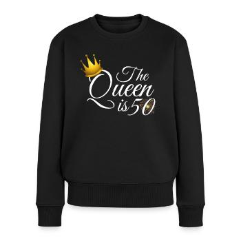 La Reine a 50, 50 ans femmes, 50 ans - Pull Premium bio Femme - noir - Devant - Julia (174cm)