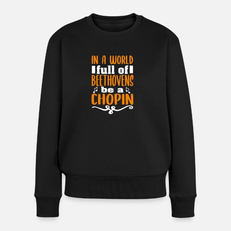 beethoven chopin - Frauen Premium Bio Pullover - Schwarz