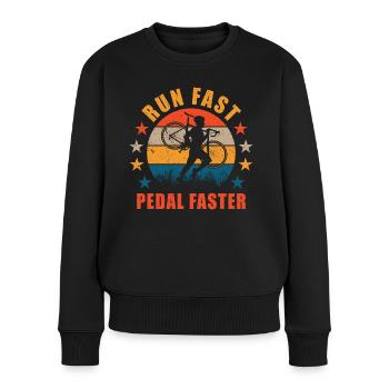 Cyclocross Run Fast Pedal Faster Gravel Cyclist - Women's Premium Organic Jumper - black - Front - Julia (174cm)
