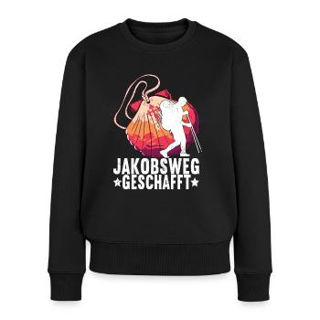 Jakobsweg Pilgern - Frauen Premium Bio Pullover - Schwarz - Vorne - Julia (174cm)
