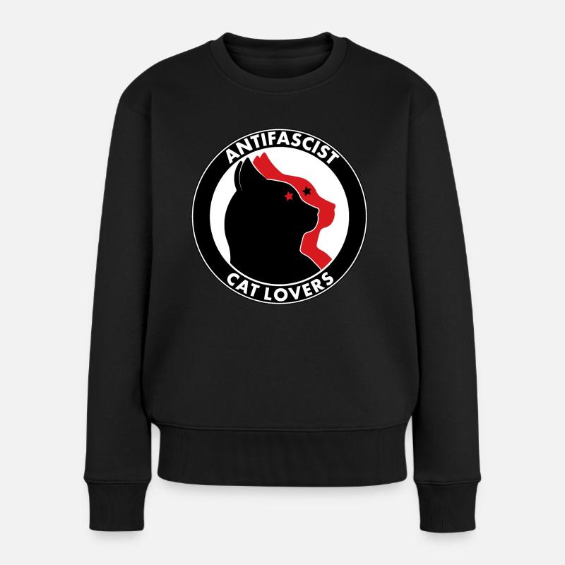 Antifascist Cat Lovers - Frauen Premium Bio Pullover - Schwarz