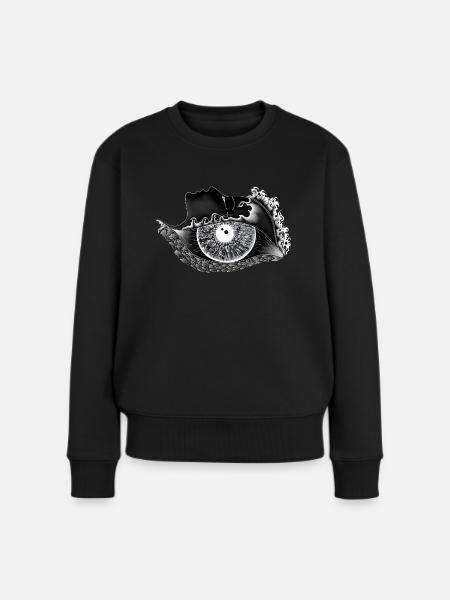 Großes Auge weiss, Auge, realistisch - Frauen Premium Bio Pullover - Schwarz