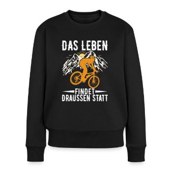 Fahrrad Fahrradfahren MTB - Frauen Premium Bio Pullover - Schwarz - Vorne - Julia (174cm)