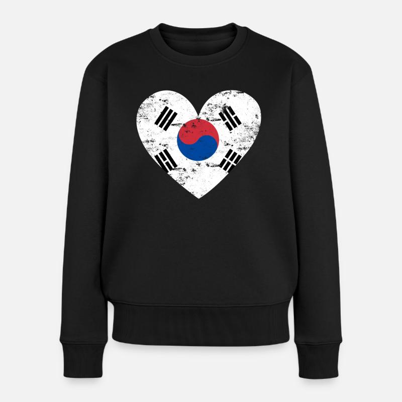 Cœur du drapeau de la Corée du Sud - Pull Premium bio Femme - noir