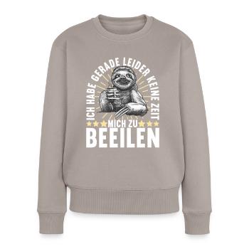 Sloth Lazy Laziness Late riser - Women's Premium Organic Jumper - taupe - Front - Julia (174cm)