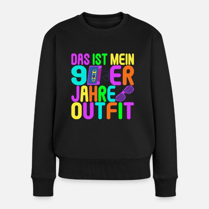 90er Party 90er Jahre - Frauen Premium Bio Pullover - Schwarz