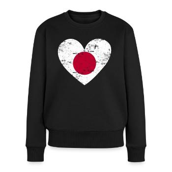 Japan Flag Heart - Women's Premium Organic Jumper - black - Front - Julia (174cm)
