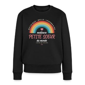 Meilleure petite soeur du monde - Pull Premium bio Femme - noir - Devant - Julia (174cm)