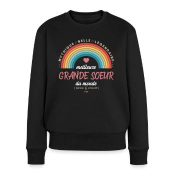 Meilleure grande soeur du monde - Pull Premium bio Femme - noir - Devant - Julia (174cm)
