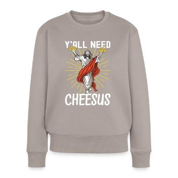 Amateurs de fromage Gouda - Pull Premium bio Femme - taupe - Devant - Julia (174cm)