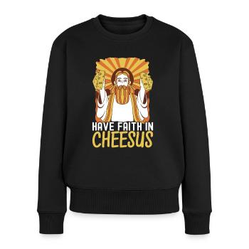 Amateurs de fromage Gouda - Pull Premium bio Femme - noir - Devant - Julia (174cm)
