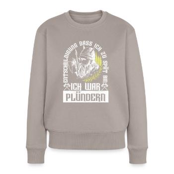 Wikinger Nordische Mythologie - Frauen Premium Bio Pullover - Taupe - Vorne - Julia (174cm)