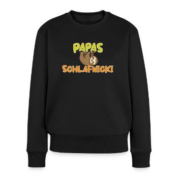 papas schlafnicki - Frauen Premium Bio Pullover - Schwarz - Vorne - Julia (174cm)